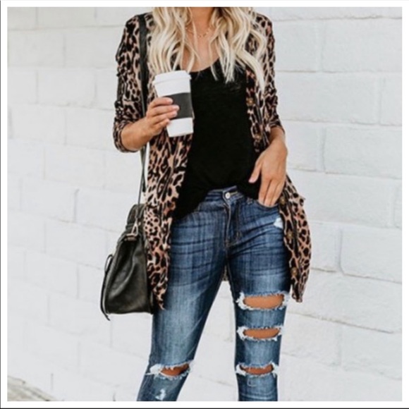Leopard print open chic cardigan - Picture 4 of 4